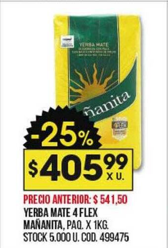 Coto Yerba Mate 4 Flex Mañanita oferta