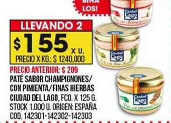Coto Paté Sabor Champignones Con Pimienta Finas Hierbas Ciudad Del Lago oferta