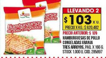 Coto Hamburguesas De Pollo Congeladas Granja Tres Arroyos oferta