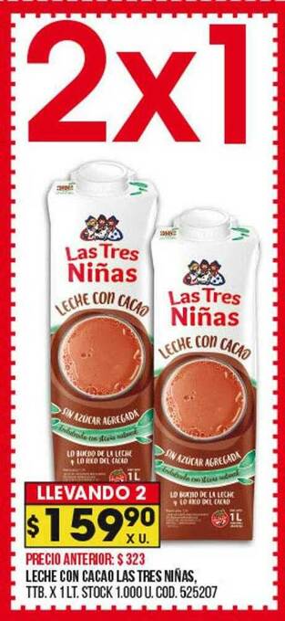 Coto Leche Con Cacao Las Tres Niñas oferta