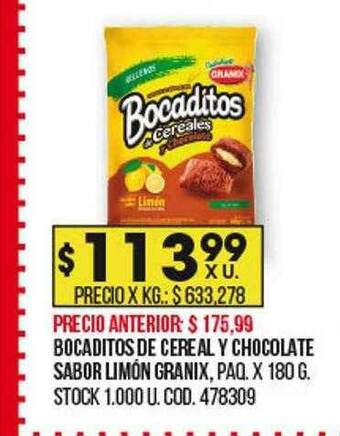 Coto Bocaditos De Cereal Y Chocolate Sabor Limón Granix oferta