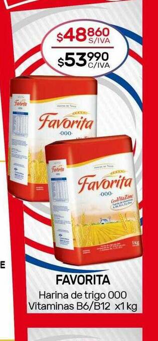 Nini Mayorista Favorita Harina De Trigo 000 Vitaminas B6 B12 oferta