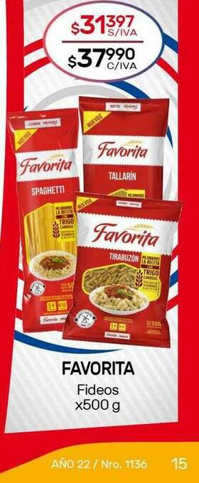 Nini Mayorista Favorita Fideos oferta