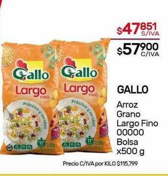 Nini Mayorista Gallo Arroz Grano Largo Fino 00000 Bolsa oferta