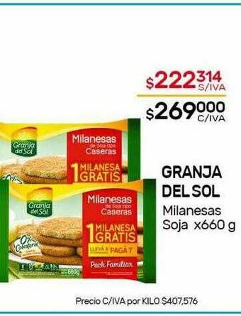 Nini Mayorista Granja Del Sol Milanesas Soja oferta