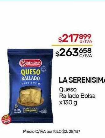 Nini Mayorista La Serenisima Queso Rallado Bolsa oferta