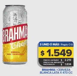 Carrefour Maxi Brahma cerveza blanca lata oferta