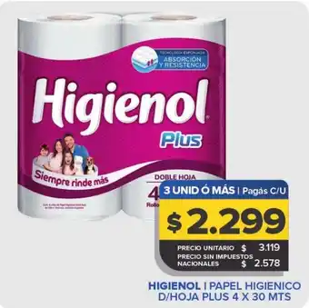 Higienol i papel higienico d/hoja plus