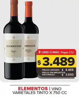 Carrefour Maxi Elementos vino varietales tinto oferta