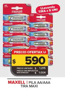 Carrefour Maxi Maxell pila AA/AAA tira maxi oferta