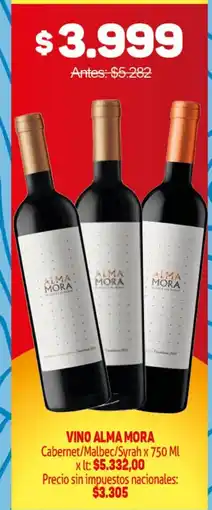 Makro Alma mora vino cabernet/malbec/syrah oferta