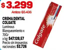 Makro Colgate crema dental luminous blanqueamiento oferta
