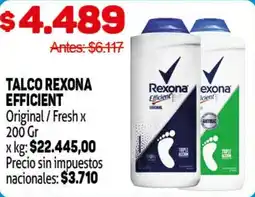 Makro Rexona talco efficient original/fresh oferta