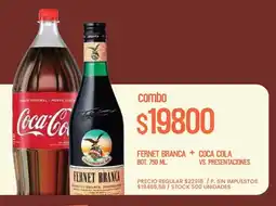 Supermercados Vea Fernet branca bot. + coca cola vs. presentaciones oferta