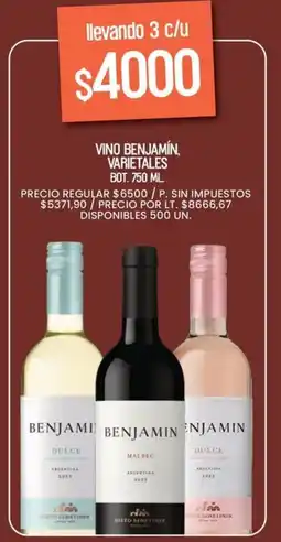 Supermercados Vea Benjamín vino varietales bot. oferta