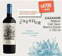 Supermercados Vea Cazador malbec cab sauv blanco dulce oferta