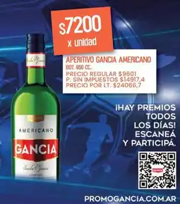 Supermercados Vea Gancia aperitivo americano bot. oferta