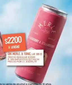 Supermercados Vea Merle gin & tonic gin lat. oferta
