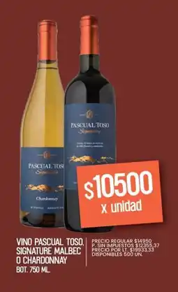 Supermercados Vea Pascual toso vino signature malbec o chardonnay bot. oferta