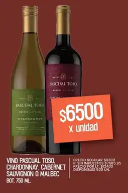 Supermercados Vea Pascual toso vino chardonnay cabernet sauvignon o malbec bot. oferta