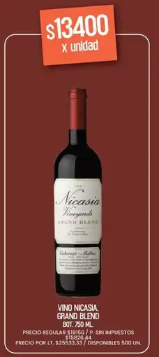 Supermercados Vea Nicasia vino grand blend bot. oferta