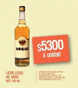 Supermercados Vea Legui licor 40 años bot. oferta