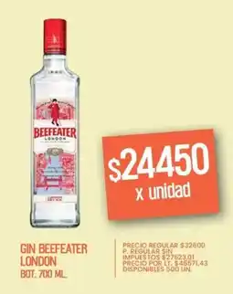 Supermercados Vea London gin beefeater bot. oferta