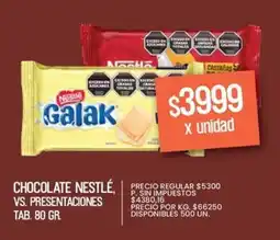 Supermercados Vea Nestlé chocolate vs. presentaciones tab. oferta