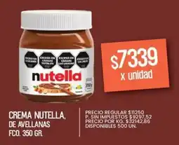 Supermercados Vea Nutella crema de avellanas fco. oferta