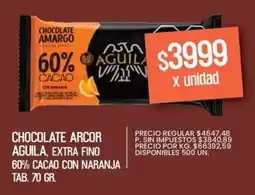 Supermercados Vea Aguila chocolate arcor extra fino 60% cacao con naranja tab. oferta