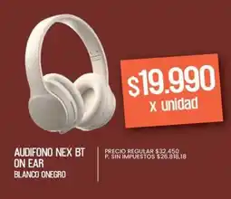Supermercados Vea Audifono nex bt on ear blanco onegro oferta