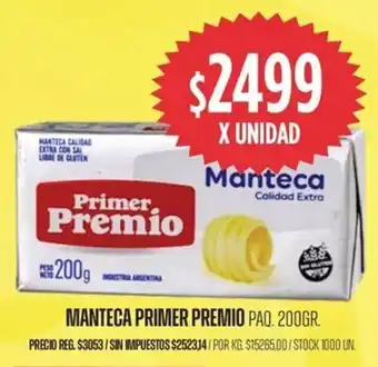 Primer premio manteca paq.