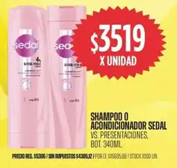 Supermercados Vea Sedal shampoo o acondicionador vs. presentaciones, bot. oferta