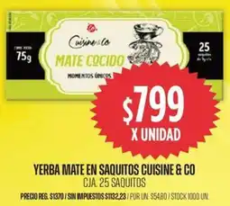 Supermercados Vea Cuisine & co yerba mate en saquitos cja. oferta