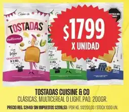 Supermercados Vea Cuisine & Co tostadas clásicas, multicereal o light, paq. oferta