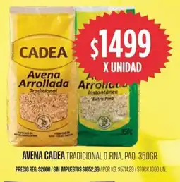 Supermercados Vea Cadea avena tradicional o fina, paq. oferta