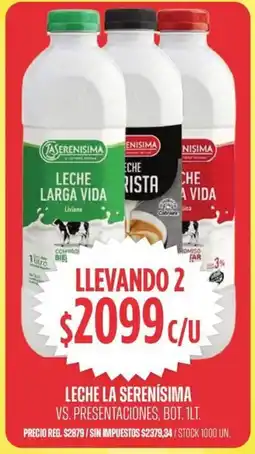 Supermercados Vea La serenísima leche vs. presentaciones, bot. oferta