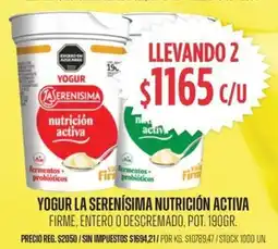 Supermercados Vea La serenísima yogur nutrición activa firme, entero o descremado, pot. oferta
