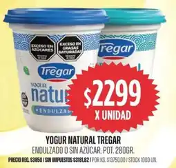 Supermercados Vea Tregar yogur natural endulzado o sin azúcar, pot. oferta