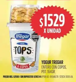 Supermercados Vea Tregar yogur entero con copos, pot. oferta
