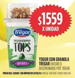 Supermercados Vea Tregar yogur con granola entero o descremado, pot. oferta