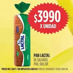 Supermercados Vea Lactal pan de salvado, paq. oferta