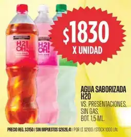 Supermercados Vea H20 agua saborizada vs. presentaciones, sin gas, bot. oferta