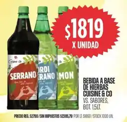 Supermercados Vea Cuisine & Co bebida a base de hierbas vs. sabores, bot. oferta