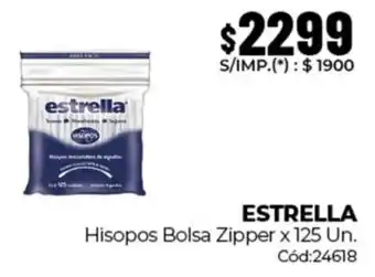 Diarco Estrella hisopos bolsa zipper oferta