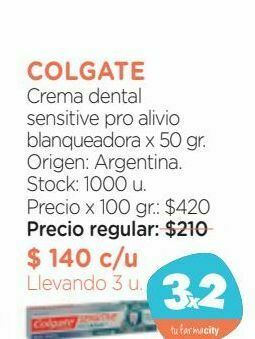 Farmacity Crema dental sensitive pro alivio blanqueadora x 50 gr. oferta