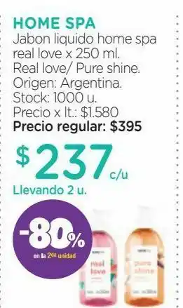 Farmacity Jabon liquido home spa real love x 250 ml oferta