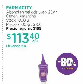 Farmacity Alcohol en gel kids uva x 25 gr oferta