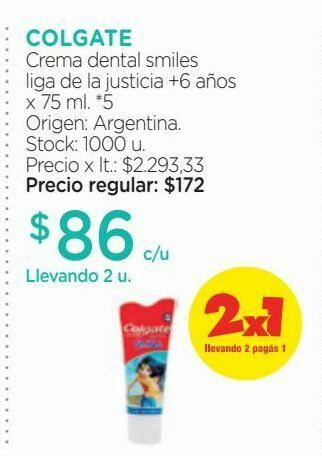 Farmacity Crema dental smiles liga de la justicia +6 años x 75 ml oferta