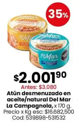 Coto Del mar la campagnola atún desmenuzado en aceite/natural oferta